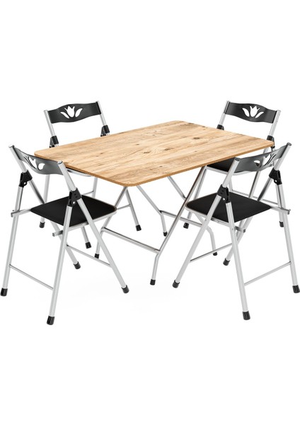 60X90 cm Çam Katlanır Masa ve 4 Sandalye Seti, Şık ve Kullanışlı Tasarım modelleri