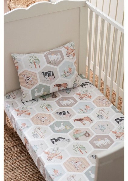 Collection Organik Bebek Lastikli Çarşaf (55X95+15) Çiftlik