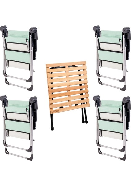 4’lü Katlanır Kamp Sandalyesi ve Masa Seti, Su Yeşili, Bardaklı, 140 kg fiyatları