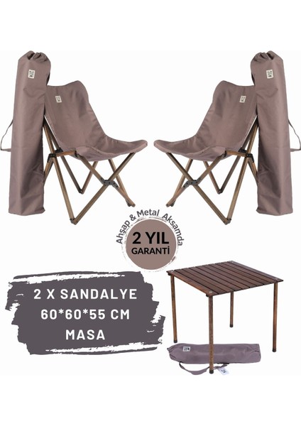 Koyu Gri Katlanır Masa ve Sandalye Seti, 60X60X55 cm
