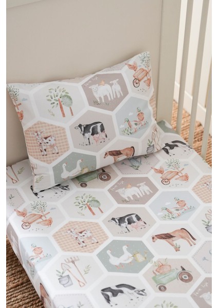 Collection Organik Bebek Lastikli Çarşaf (55X95+15) Çiftlik modelleri