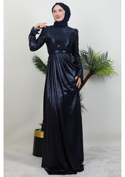 Şahika Tesettür Elbise Lacivert