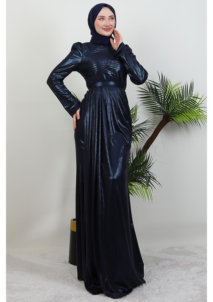 Şahika Tesettür Elbise Lacivert modelleri