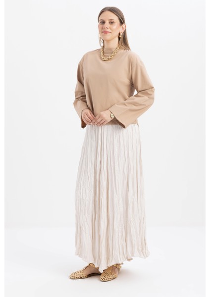 Vizon-Gizli Fermuarlı Yırtmaçlı Bluz