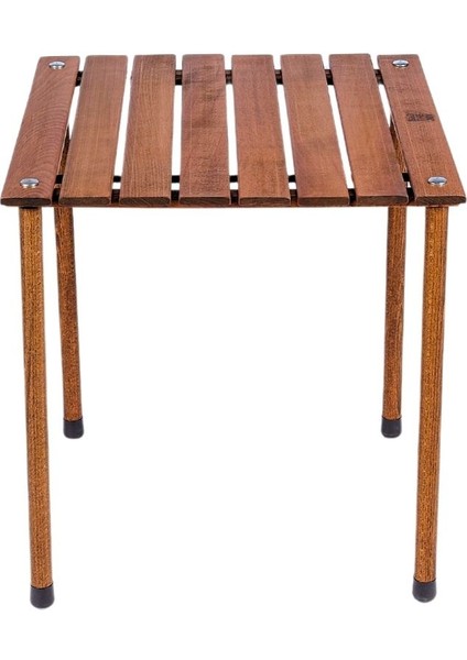 Şık Ahşap Katlanır Masa ve Sandalye Seti, Kahverengi ve Bej Renk, 50X50X50 cm