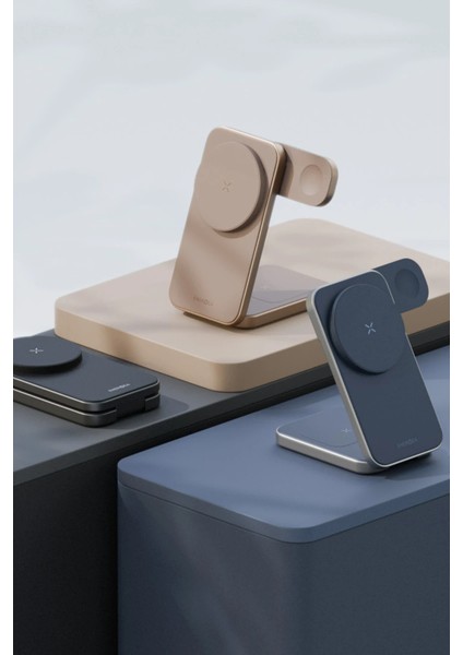 Magtrio Plus 3in1 Katlanabilir 15W Telefon Saat Airpods Masaüstü Hızlı Şarj Standı