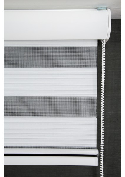 Beyaz DPZ5000 Serisi (Dpz 5010) Metal Kasa Geniş Pliseli Zebra Perde