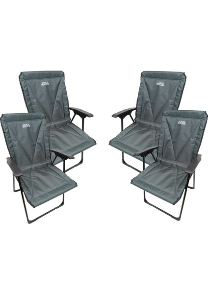 Dörtlü Katlanabilir Kamp Sandalyesi Seti, Sağlam ve Rahat Kullanım, Çağla Yeşili