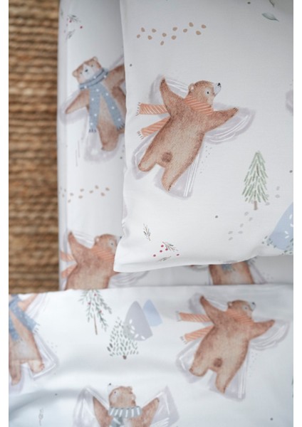 Tek Kişilik Nevresim Takımı | %100 Pamuk, Çift Yüz Baskılı (160X220) - Snowy Bear