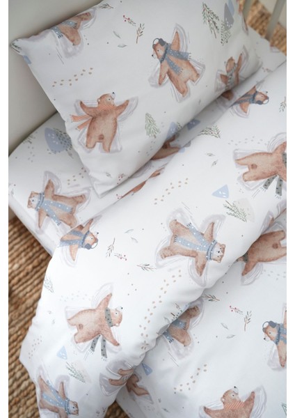 Tek Kişilik Nevresim Takımı | %100 Pamuk, Çift Yüz Baskılı (160X220) - Snowy Bear