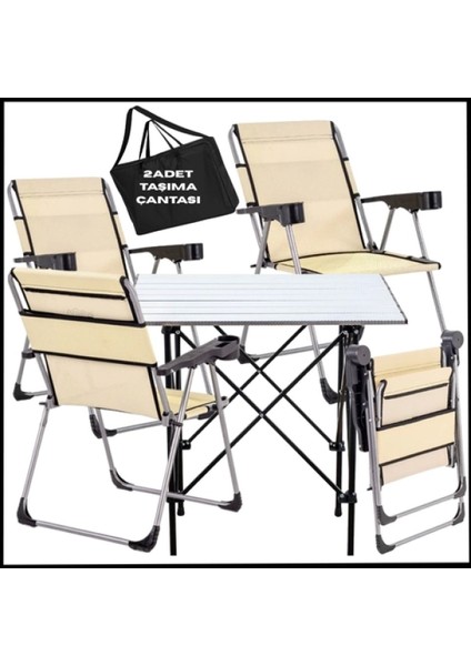 Katlanabilir Kamp Sandalyesi ve Masa Seti, Taşımaya Uygun, ve Pratik