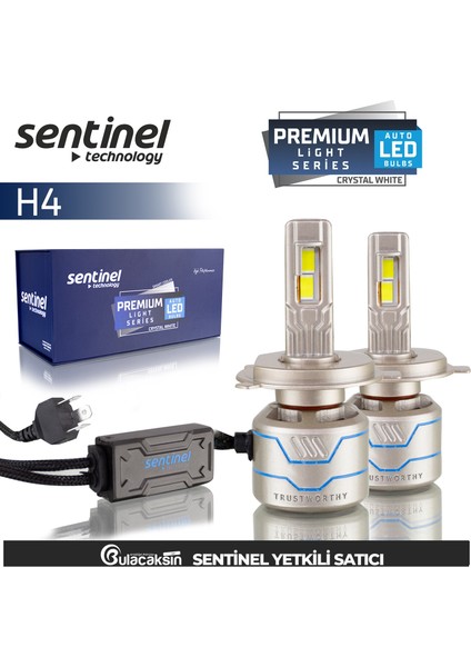 Sentinel Premium H4 Beyaz LED Xenon Ampül Seti 85W 14000 Lumen