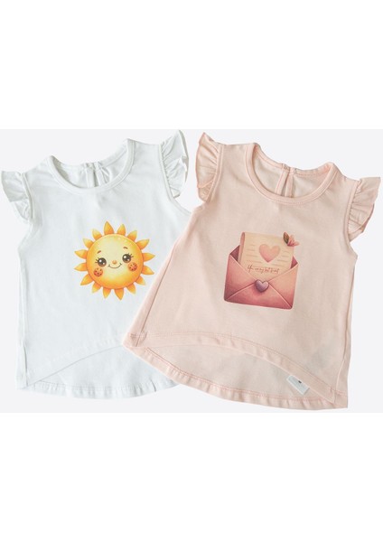 Organik Mellow 2'li T-Shirt Beyaz Pembe