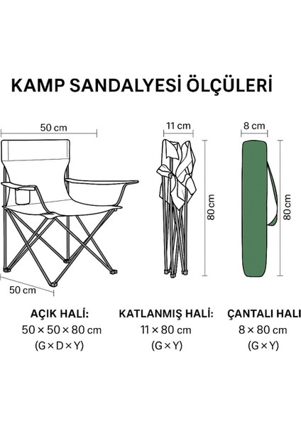 2'li Katlanır Kamp Sandalyesi ve Masa Seti, Haki/sarı, Hafif ve Pratik Dış Mekan Seti modelleri