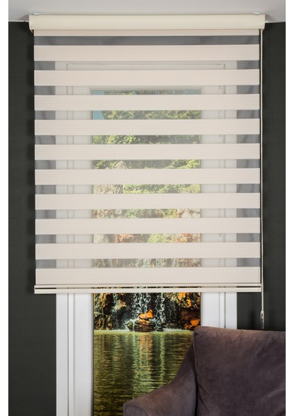 Krem DPL5000 Serisi (DPL 5030) Metal Kasa Geniş Pliseli Zebra Perde