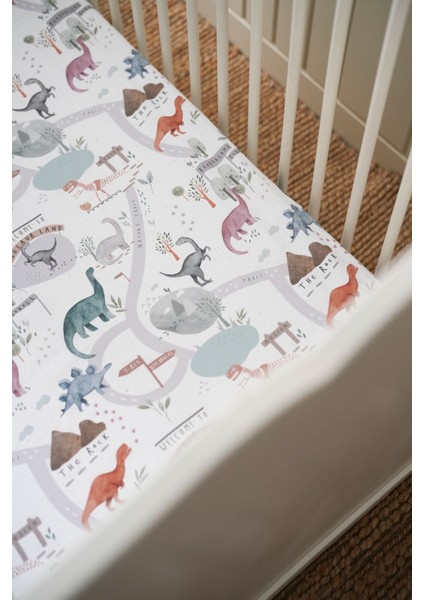 Collection Organik Bebek Lastikli Çarşaf (55X95+15) Dinazor