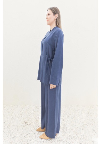 Indigo-Bağlama Detaylı Pantolonlu Takım modelleri