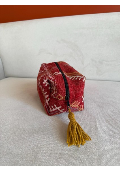 Kırmızı Renkli Türk Kilim Çantası, El Yapımı Boho Tarzı El Çantası, Etkileyici Moda Stili
