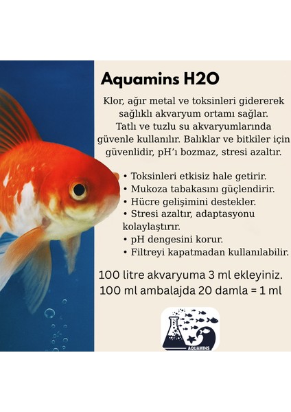 Aquamıns Aqua H2O – Akvaryum Su Düzenleyicisi 100 ml