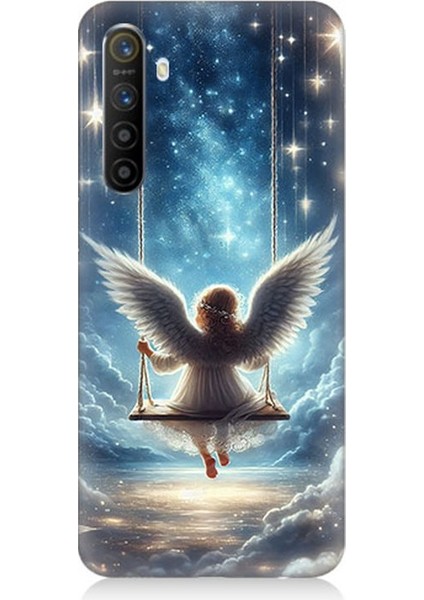 Realme Xt Uyumlu Yıldızlarla Salıncakta Melek Desenli Silikon Kılıf