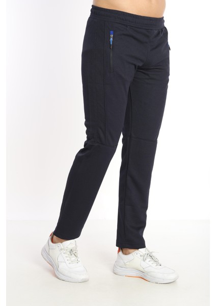 Erkek Lacivert-Mavi Mare Jaker Kumaş Bel Lastikli Boru Paça Eşofman Altı - 3001 modelleri