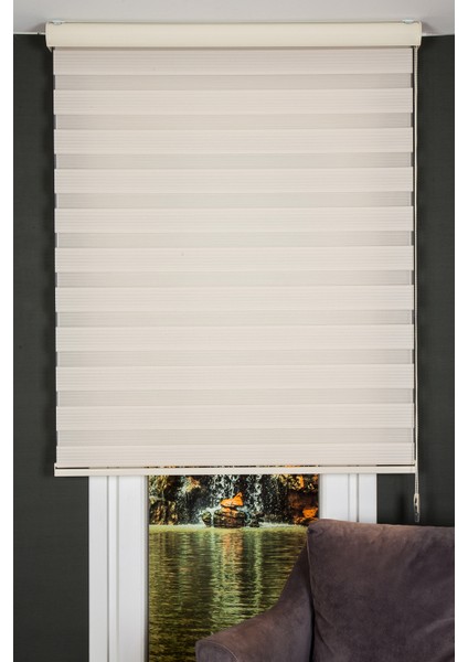 Krem DPZ5000 Serisi (Dpz 5030) Metal Kasa Geniş Pliseli Zebra Perde