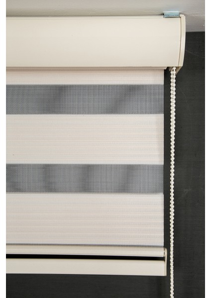 Krem DPZ5000 Serisi (Dpz 5030) Metal Kasa Geniş Pliseli Zebra Perde