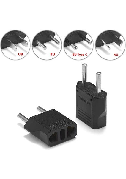 10 Adet Amerikan Tipi Priz Dönüştürücü Fiş Çevirici Adaptörü Aparatı Türk Tipi Fişe Dönüştürücüsü Aparat 220 Volt Siyah Piriz