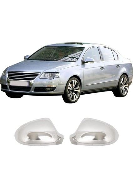 Volkswagen Passat B6 Uyumlu 2005-2010 Krom Ayna Kapağı 2 Parça Paslanmaz Çelik