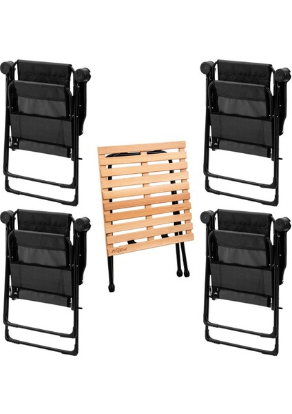 4'lü Katlanır Kamp Sandalyesi ve Masa Seti, Taşıma Çantalı, Siyah, 130 kg Taşıma fiyatları