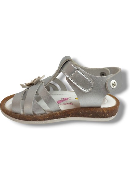 1658-20 Çapraz Desen Çiçekli Kız Çocuk Sandalet 21-25
