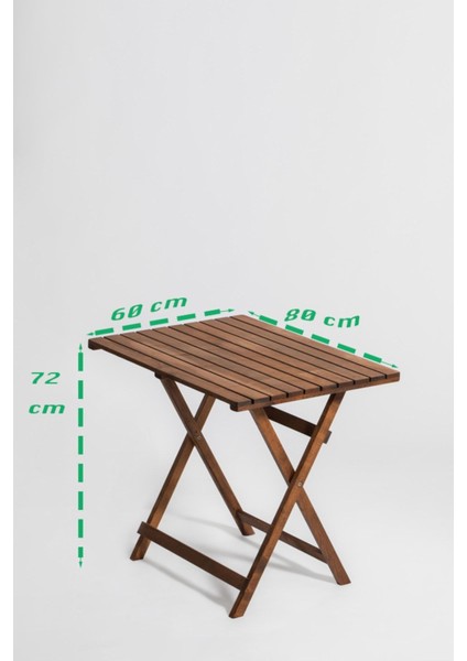Katlanır Ahşap Masa ve Sandalye Takımı, Ceviz Renk, 60X80 cm