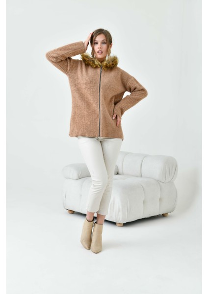 Kadın Kürk Detaylı Hırka Bisküvi fırsatları