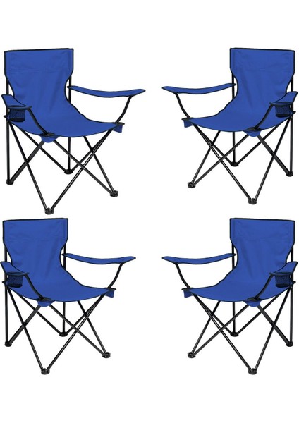 4'lü Katlanır Kamp ve Piknik Sandalyesi, Lacivert, Taşıma Çantalı