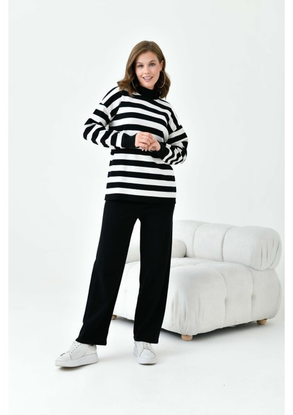 Kadın Çizgili Ikili Takım Siyah fırsatları