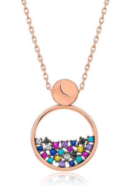 ​gümüş Rose Mix Taşlı Çiğ Damlası Bayan Kolye