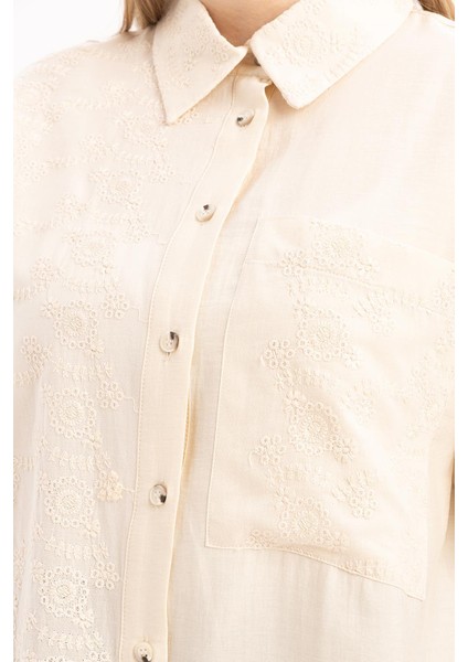 Açık Bej-Fisto Detaylı Büyük Cepli Gömlek indirimleri