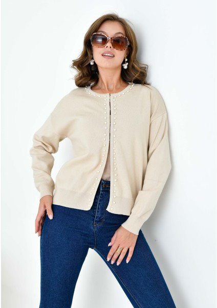 Kadın Inci Detaylı Hırka Bej fırsatları
