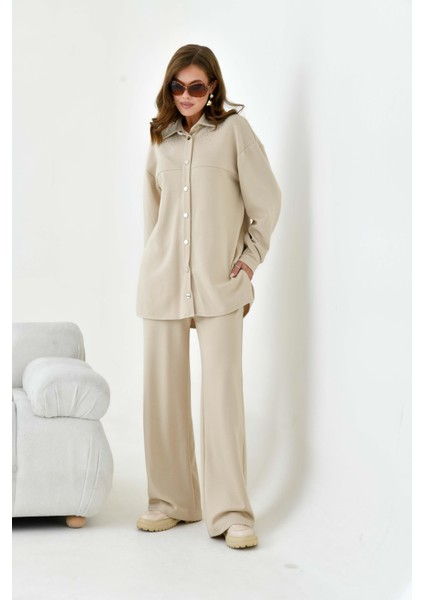 Kadın Taş Detaylı Takım Beige fiyatları