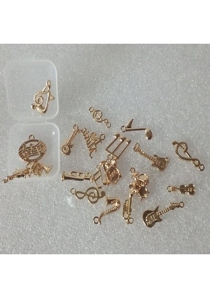 ( 20 x Adet ) 1 Set Gold Colour Müzik Tema Seti Enstrüman & Nota / Bileklik & Küpe & Kolye Ucu
