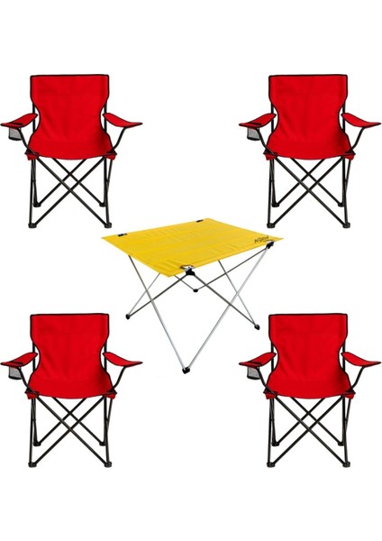 4'lü Katlanır Kamp Sandalyesi ve Masa Seti, Renkli, Hafif ve Pratik Kullanım fiyatları