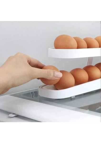 2 Katlı Buzdolabı Yumurta Rafı Organizer, Pratik ve Şık Tasarım