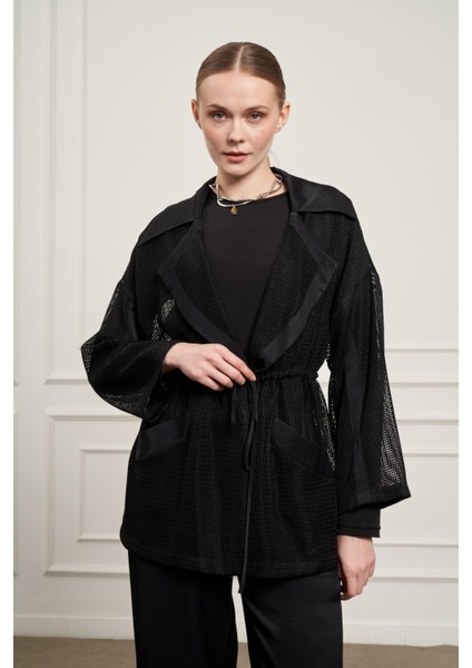 Kadın File Detay Takım Siyah