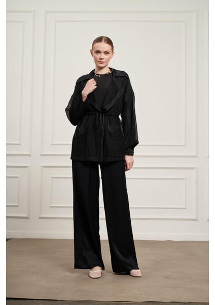 Kadın File Detay Takım Siyah indirimleri