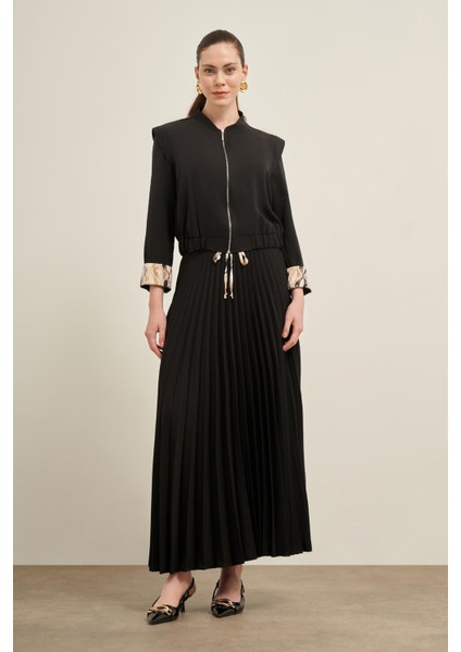 Kadın Plise Etekli Takım Siyah