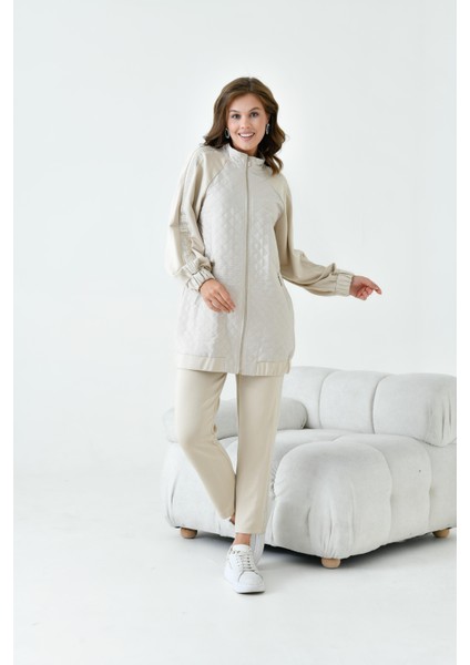 Kadın Kapitone Detay Takım Beige fırsatları