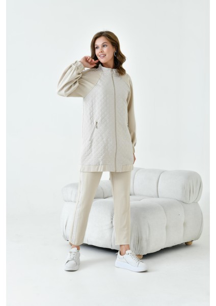 Kadın Kapitone Detay Takım Beige indirimleri