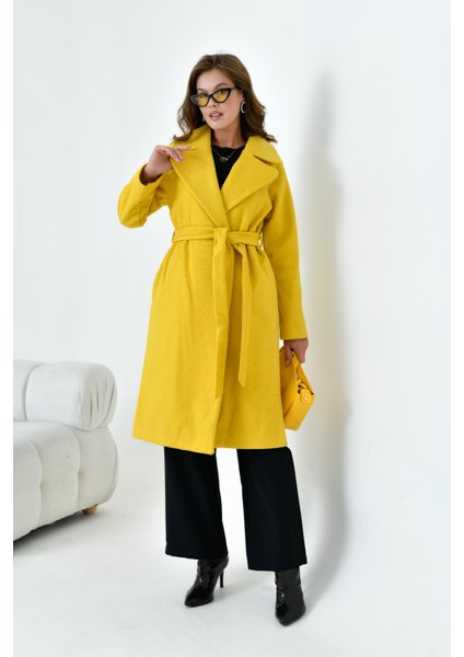 Ftz Women Kadın Geniş Yaka Kaban Sarı