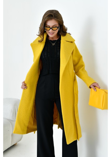 Ftz Women Kadın Geniş Yaka Kaban Sarı fiyatları