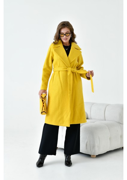 Ftz Women Kadın Geniş Yaka Kaban Sarı fırsatları